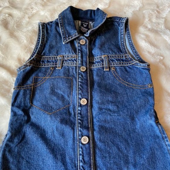 2/$55 Gap Blue Denim Sleeveless Dress Girl's Size 4 - Picture 2 of 12